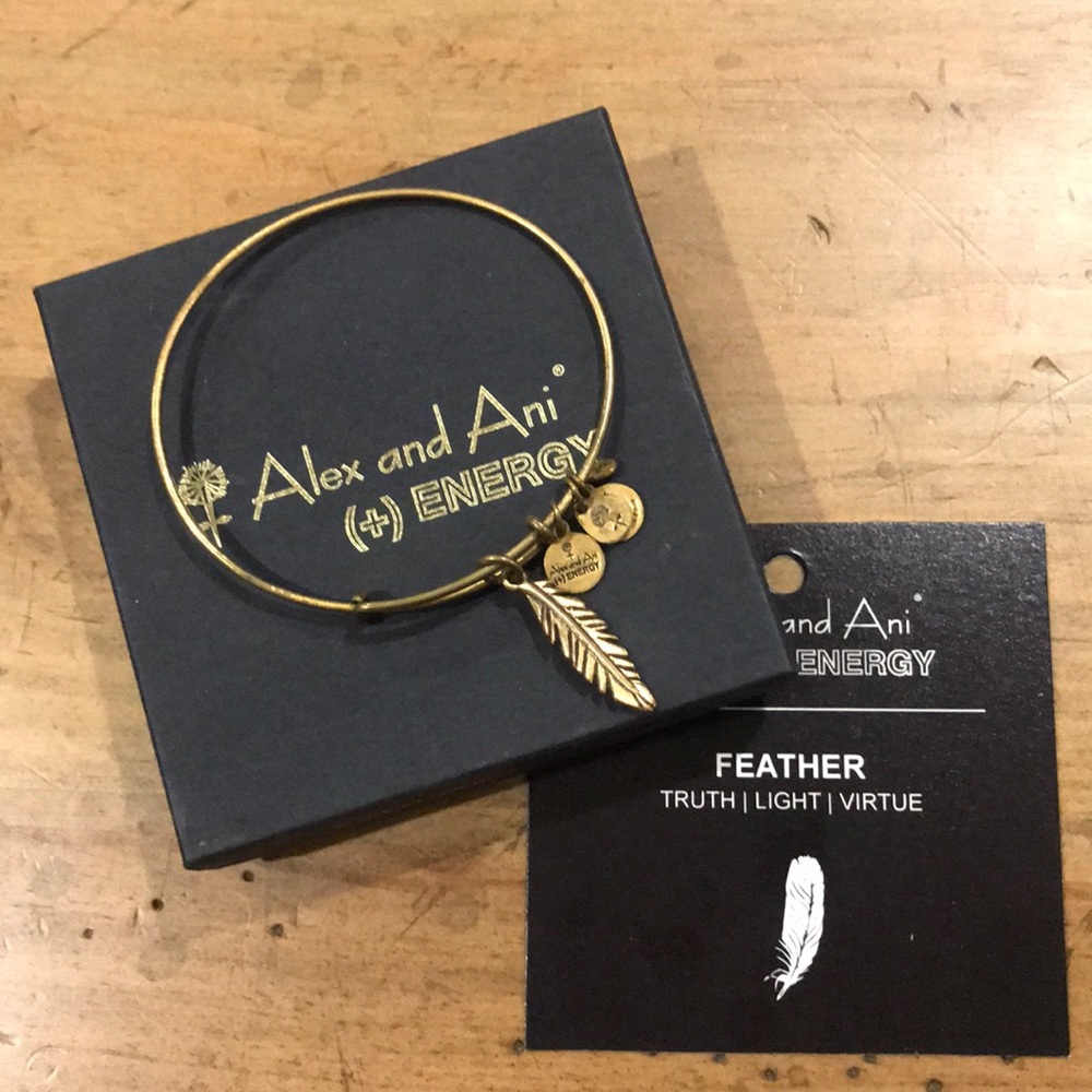 Alex and Ani Feather Gold Finish Bangle